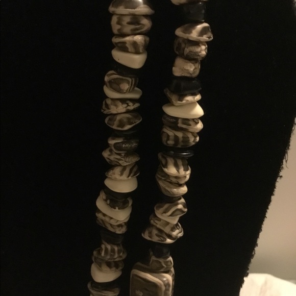 Sold Tribal Double Strand Beaded Necklace Brown - Picture 3 of 8